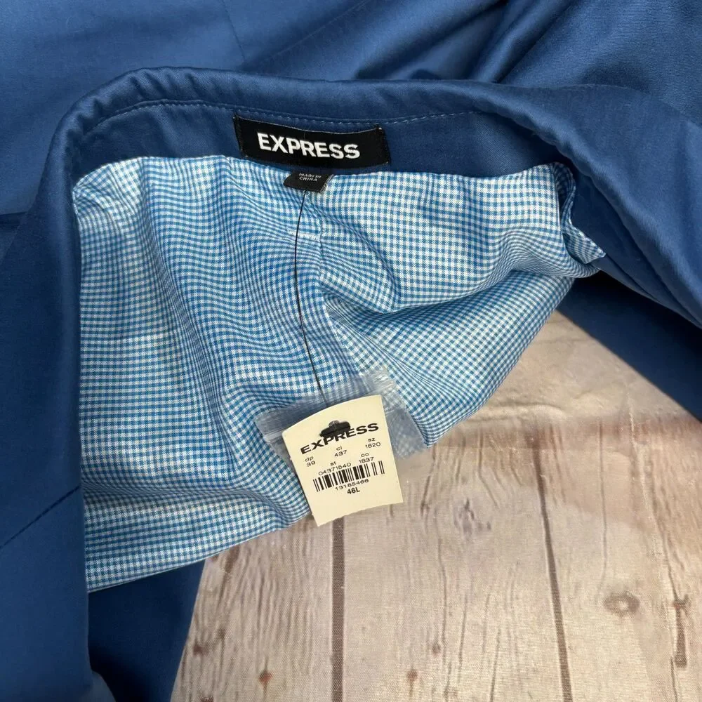 NWT Express Men Blazer Jacket Size 46L 46 Long Extra Slim Blue C085 -25